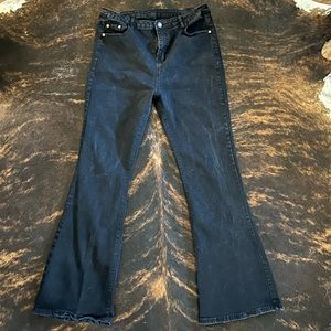 Black High Rise Bell Bottom Jeans, size 16 STRETCHY